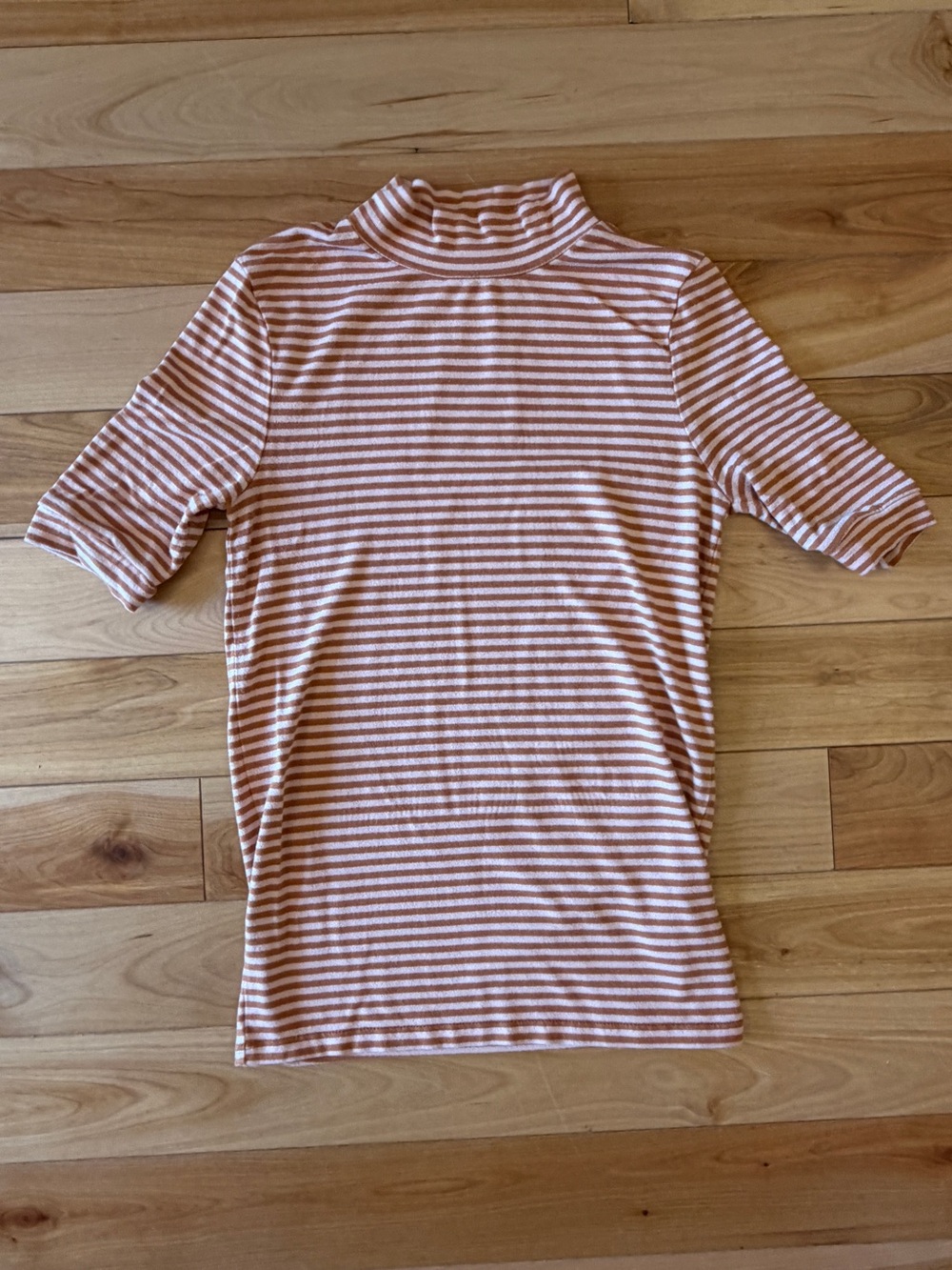 Madewell Women’s Striped Short Sleeve Mockneck Top—XXS